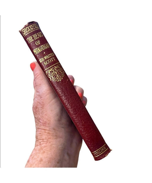 Antique 1920 Collins Red Leather Book The Heart of Midlothian Sir Walter Scott