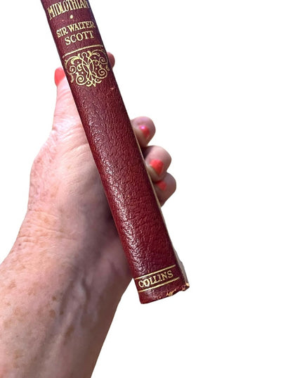 Antique 1920 Collins Red Leather Book The Heart of Midlothian Sir Walter Scott