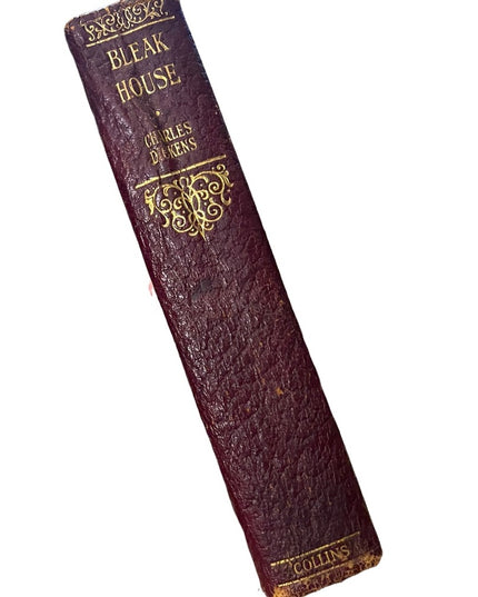 Antique Collins UK 1920 Red Leather book Bleak House Charles Dickens Gold Letter