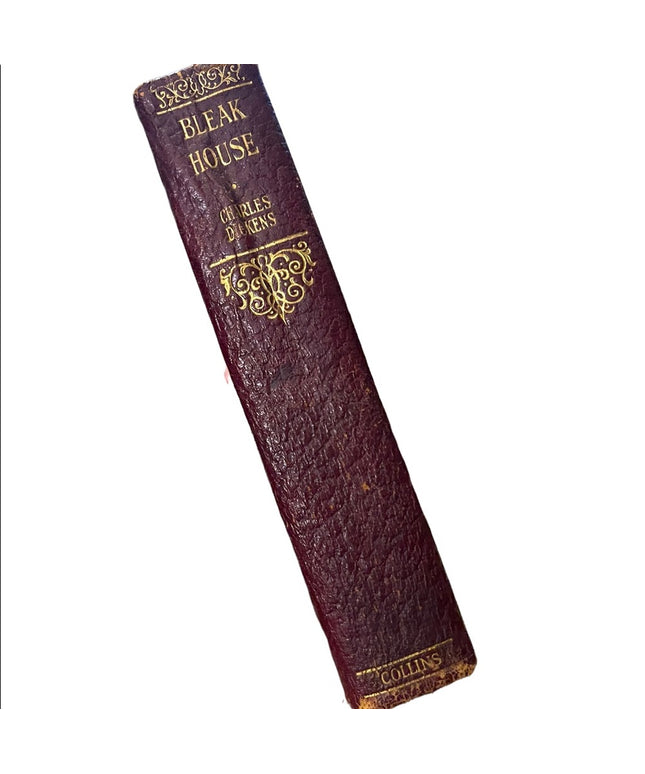 Antique Collins UK 1920 Red Leather book Bleak House Charles Dickens Gold Letter