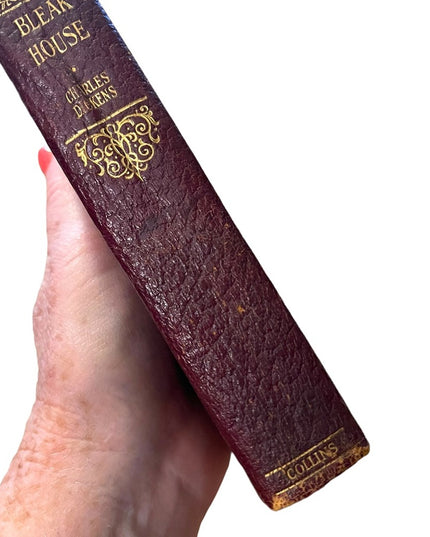 Antique Collins UK 1920 Red Leather book Bleak House Charles Dickens Gold Letter