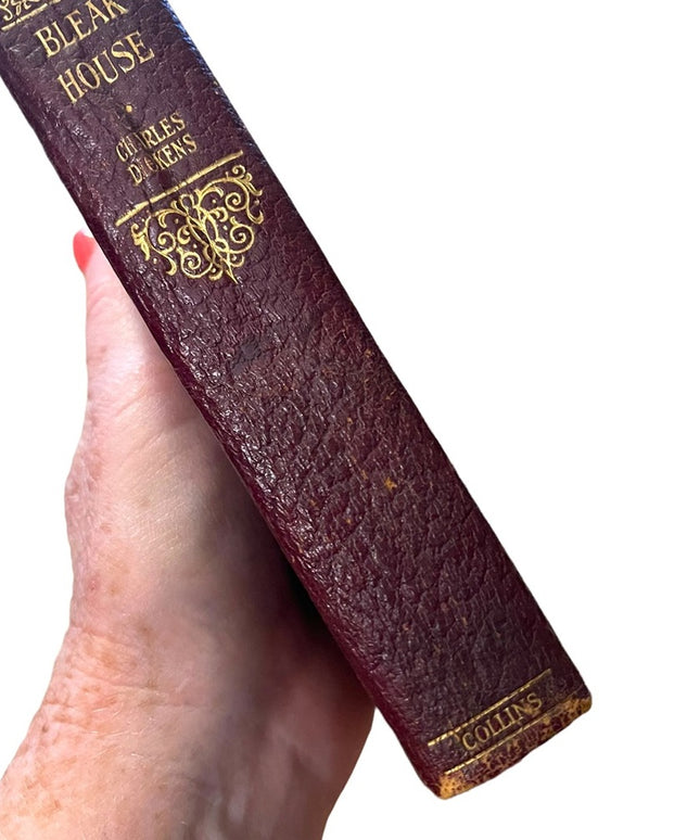 Antique Collins UK 1920 Red Leather book Bleak House Charles Dickens Gold Letter