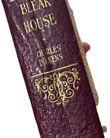 Antique Collins UK 1920 Red Leather book Bleak House Charles Dickens Gold Letter