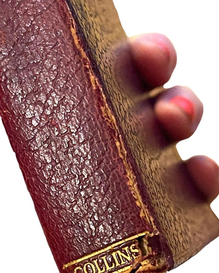 Antique Red Leather 1920 UK Collins Book Grimms Fairy Tales color illustrations