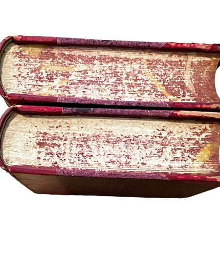 Antique 1800s Red Leather books Half Hours Humourous Authors Vol 1&2 complete