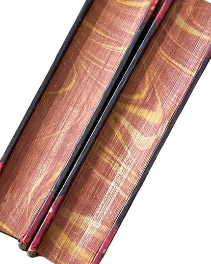 Antique 1800s Red Leather books Half Hours Humourous Authors Vol 1&2 complete