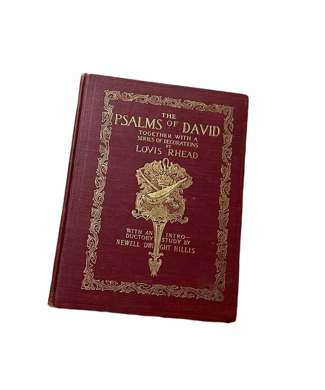 Antique 1900 Red Cloth The Psalms Of David Lovis Rhead gold letter  Book HC