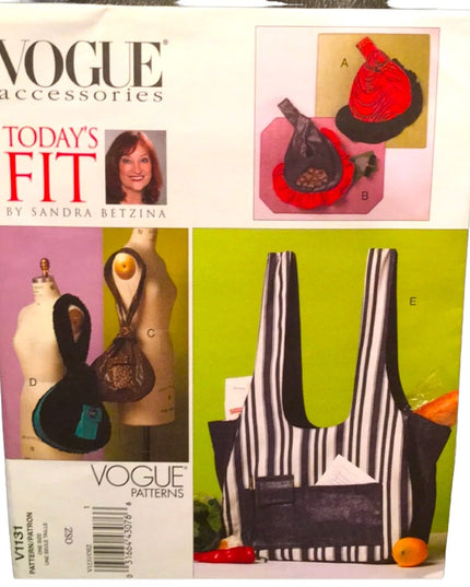 Vogue sewing pattern Market Bags NEW