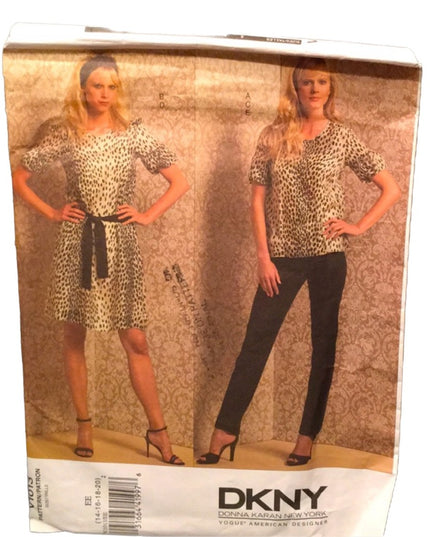 Vogue Sewing pattern DKNY top dress slip pants +