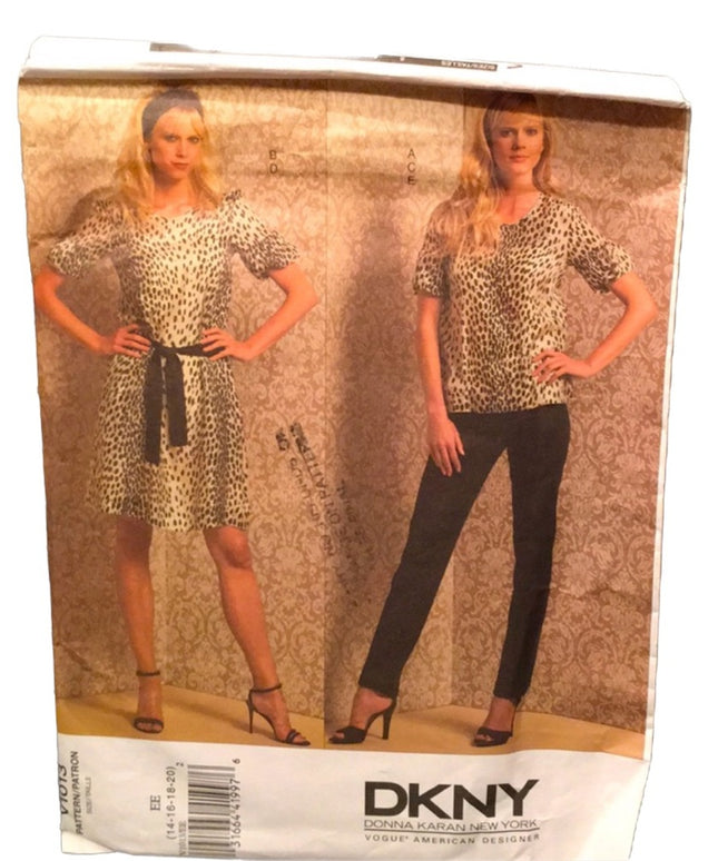 Vogue Sewing pattern DKNY top dress slip pants +