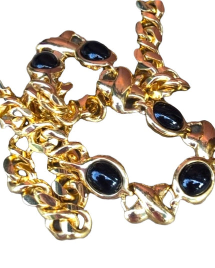 - Vintage New Napier Gold necklace Black enamel