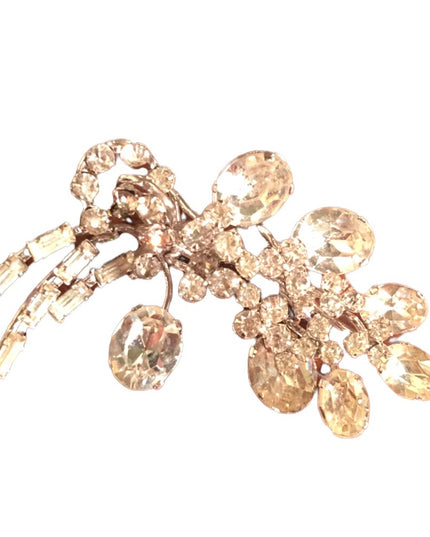 Vintage 1960s Crystal flower brooch clear silver
