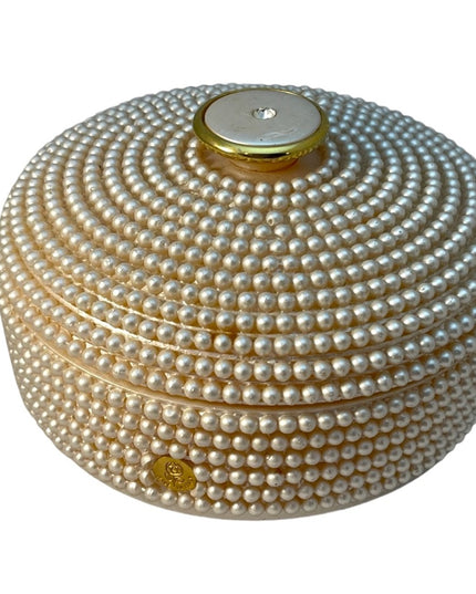 VTG C1950s Faux pearl Italy powder box Heavy!