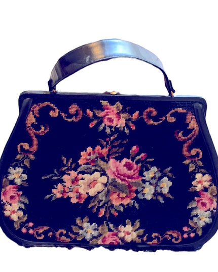 XL RARE Petite point Vintage flower purse beauty