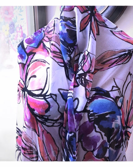 Calvin Klein Silky (poly) Wrap scarf shawl flowers pink
