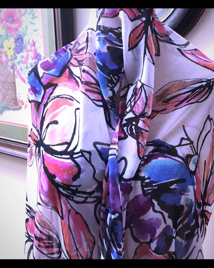 Calvin Klein Silky (poly) Wrap scarf shawl flowers pink