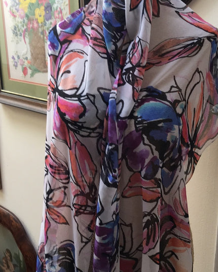 Calvin Klein Silky (poly) Wrap scarf shawl flowers pink