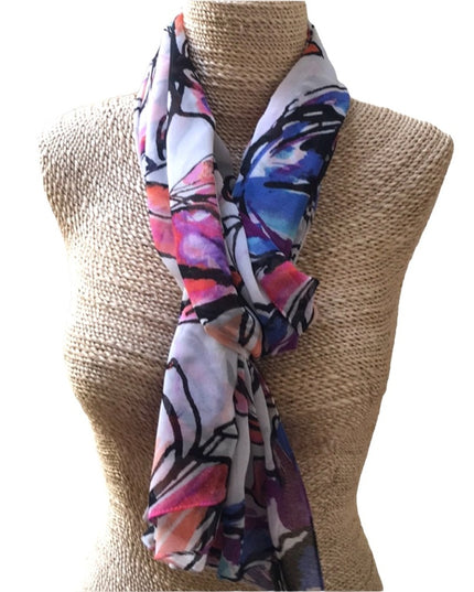 Calvin Klein Silky (poly) Wrap scarf shawl flowers pink