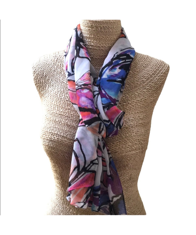 Calvin Klein Silky (poly) Wrap scarf shawl flowers pink