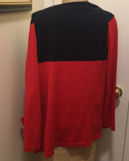 1990s Red white blue 2pc Nautical shell & sweater set Sz M