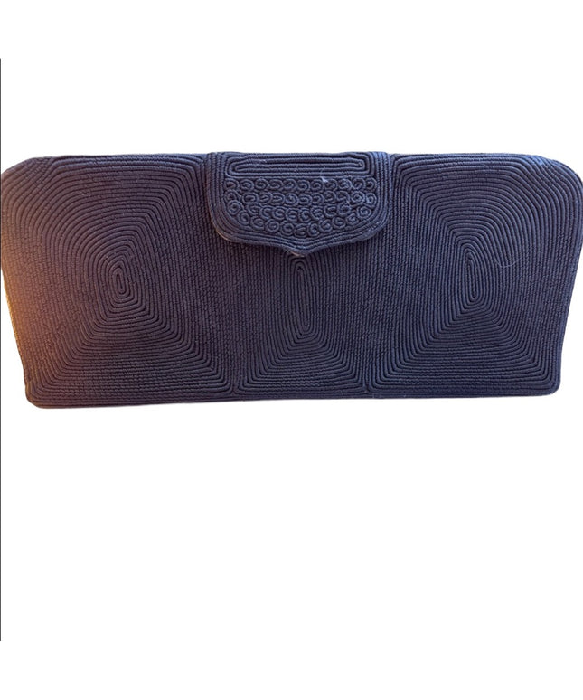 Vintage c1940s Gold Seal Black fabric clutch