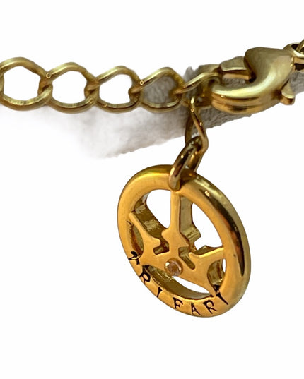 - C1980 Crown Trifari Red enamel gold finish Circle Nautical necklace
