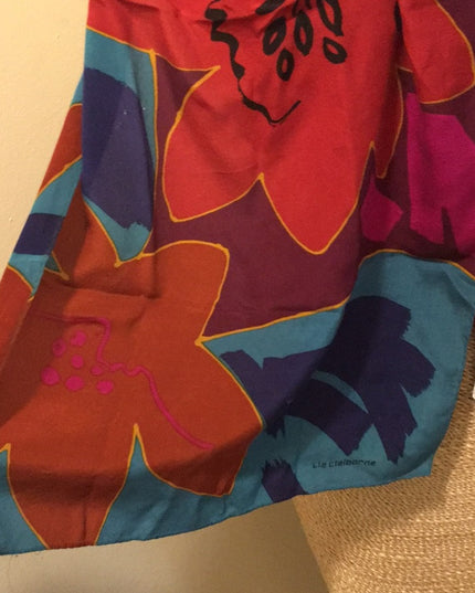 LiZ Claiborne Vintage Silk flower scarf fancy