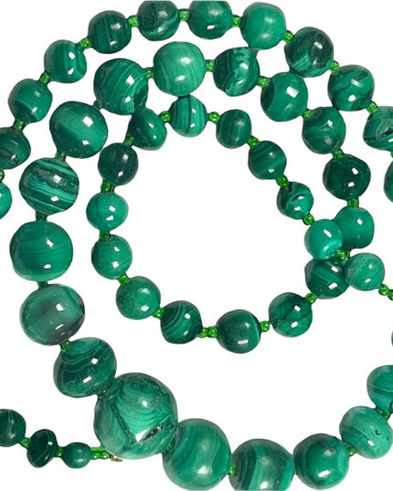 Vintage Graduated chunky heavy  Malachite Beaded necklace