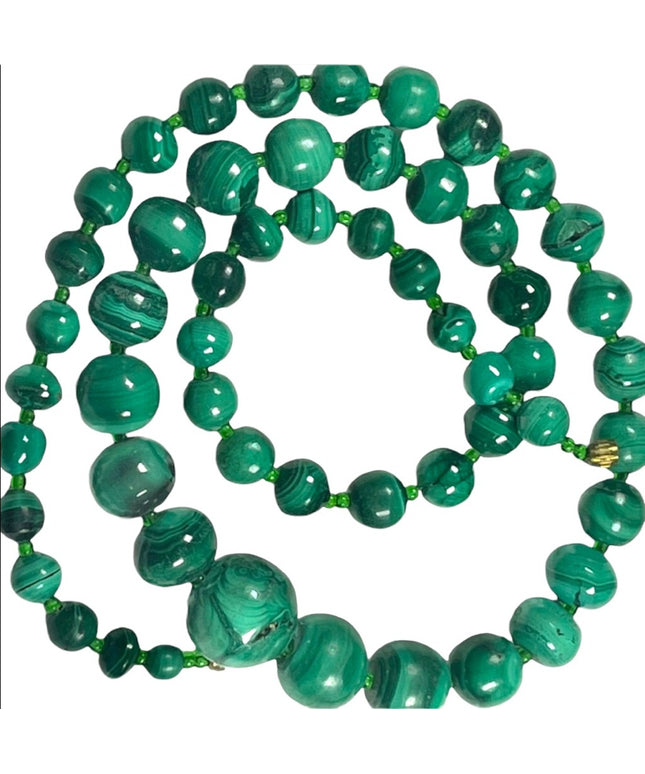Vintage Graduated chunky heavy  Malachite Beaded necklace