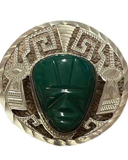 Vintsge Mexico sterling 925 Aztec Agate brooch pendant signed