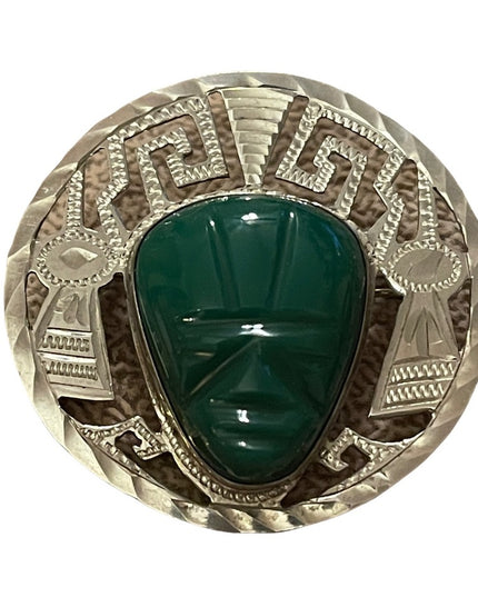 Vintsge Mexico sterling 925 Aztec Agate brooch pendant signed