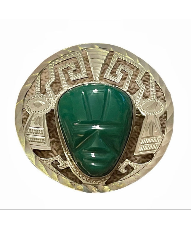 Vintsge Mexico sterling 925 Aztec Agate brooch pendant signed