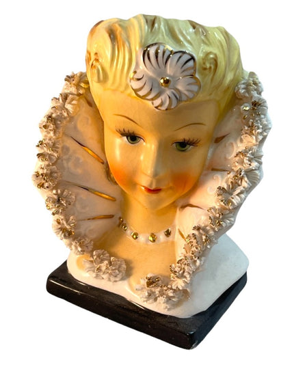 Vintage 1950s Lady Head Vase Beauty ceramic