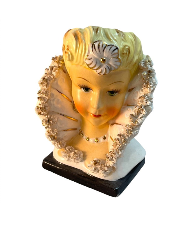 Vintage 1950s Lady Head Vase Beauty ceramic