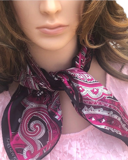 Jones New York Pink black paisely scarf silk