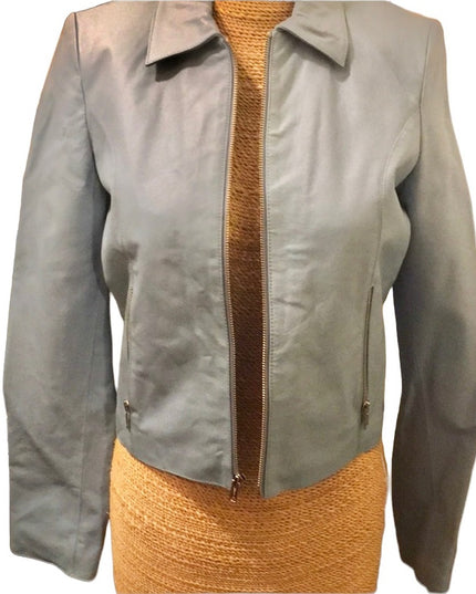 Wilsons NWOT pastel sky Blue leather moto coat fall