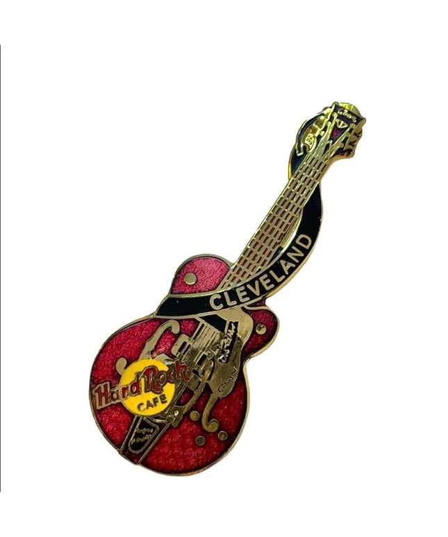 Hard rock Cafe guitar brooch Cleveland gold finish