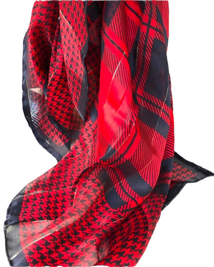 Vintage Careta red & black houndstooth scarf silk