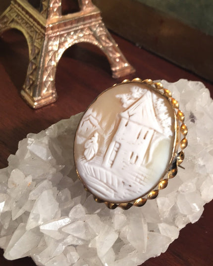 Antique 14k Gold Filled shell Carved Cameo brooch