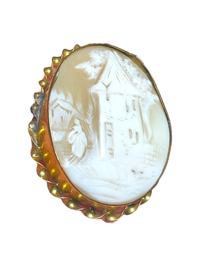 Antique 14k Gold Filled shell Carved Cameo brooch