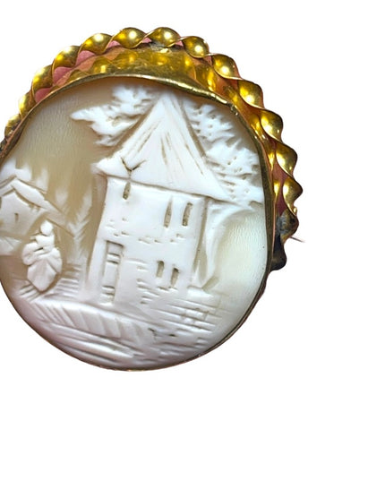 Antique 14k Gold Filled shell Carved Cameo brooch