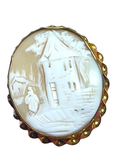 Antique 14k Gold Filled shell Carved Cameo brooch