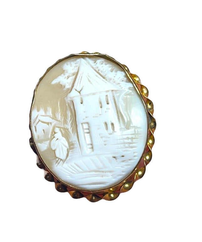 Antique 14k Gold Filled shell Carved Cameo brooch