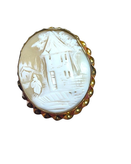 Antique 14k Gold Filled shell Carved Cameo brooch
