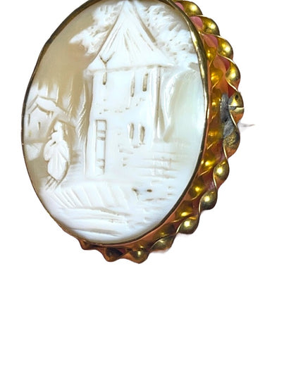 Antique 14k Gold Filled shell Carved Cameo brooch
