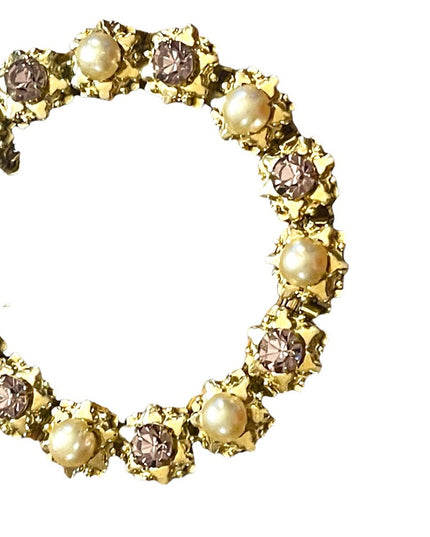 Vintage Purple crystal & faux pearl High quality thick heavy bracelet 1950s