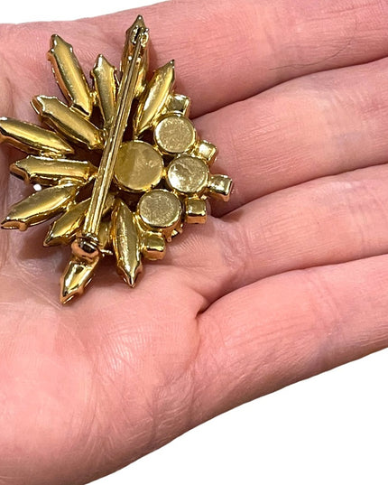 Vintage 1950s Crystal AB purple fancy 1950s starburst brooch