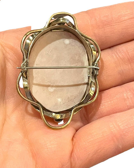 Antique Large 10k Gold Filled Shell Carnelian Shell Dianna Cameo 1850 Victorian