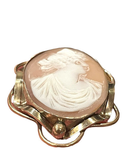 Antique Large 10k Gold Filled Shell Carnelian Shell Dianna Cameo 1850 Victorian