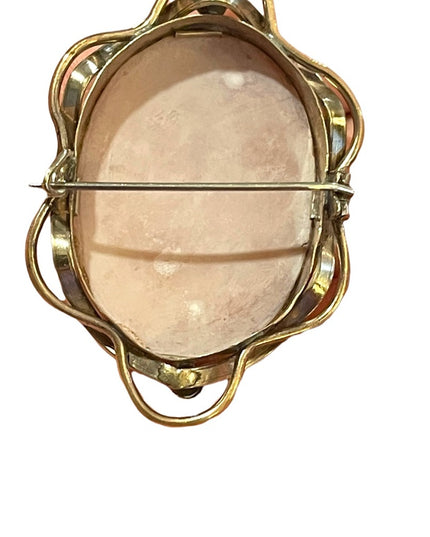 Antique Large 10k Gold Filled Shell Carnelian Shell Dianna Cameo 1850 Victorian